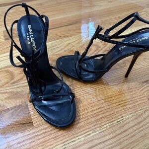 Saint Laurent Cassandra Black YSL Sandals Size 38